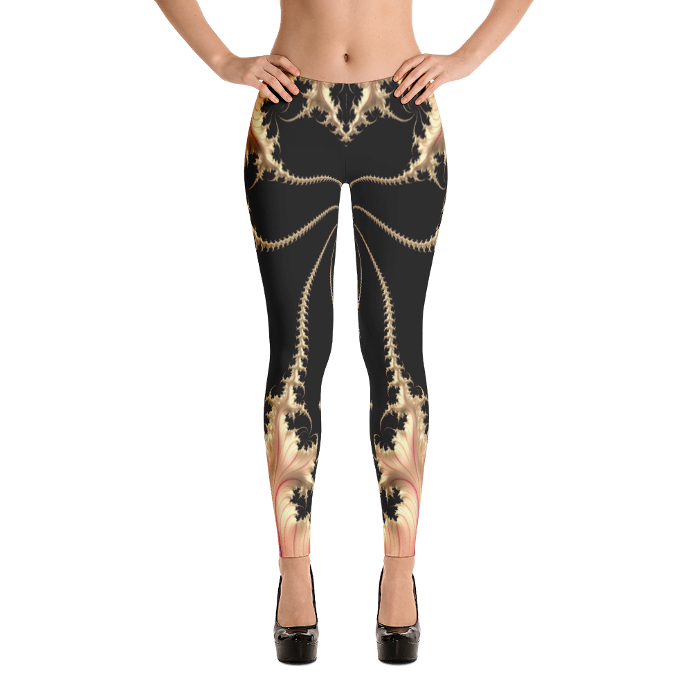 Polished Gear 'Beige Plume On Black' Leggings