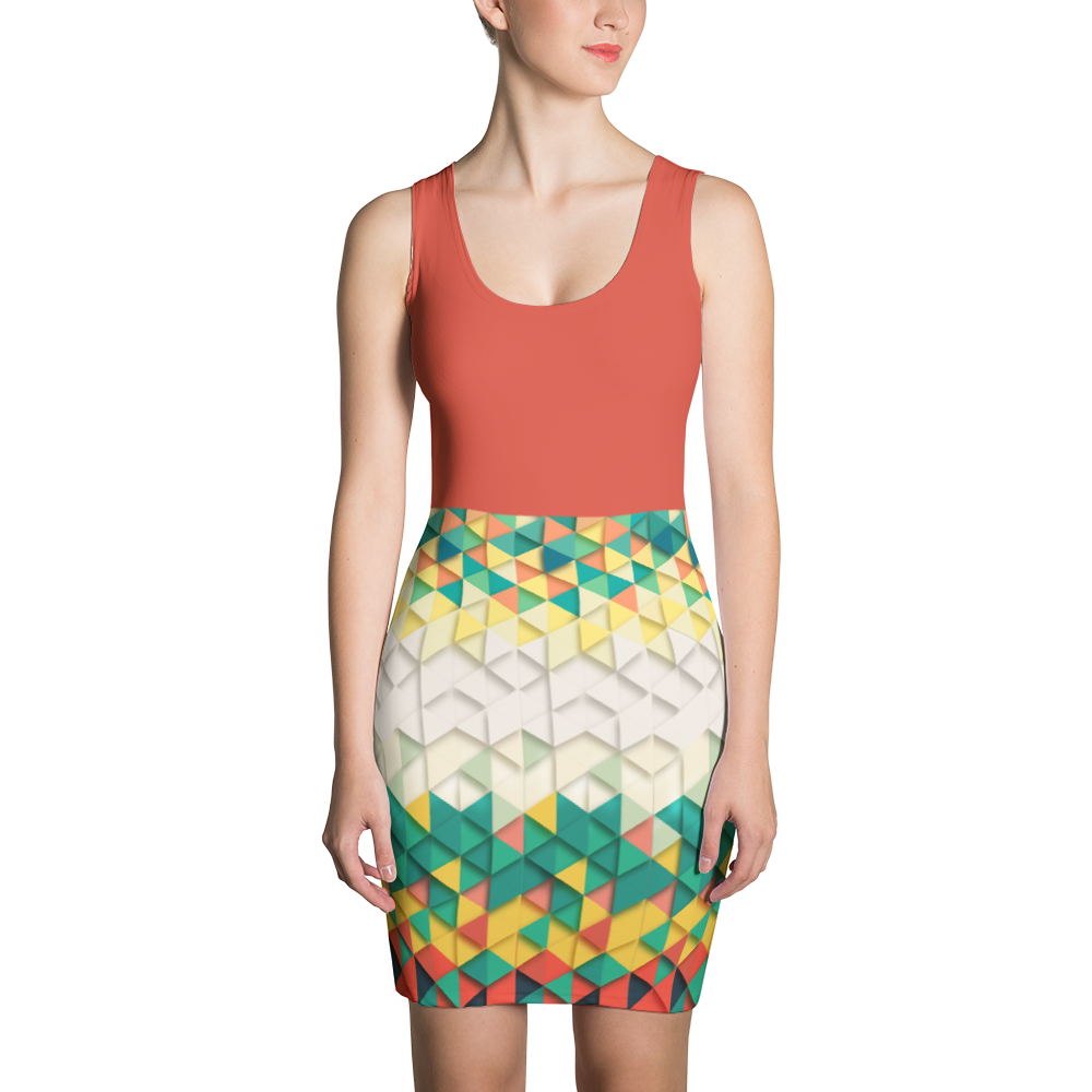 Polished Gear Red 'Kente Print' Half & Half Dress