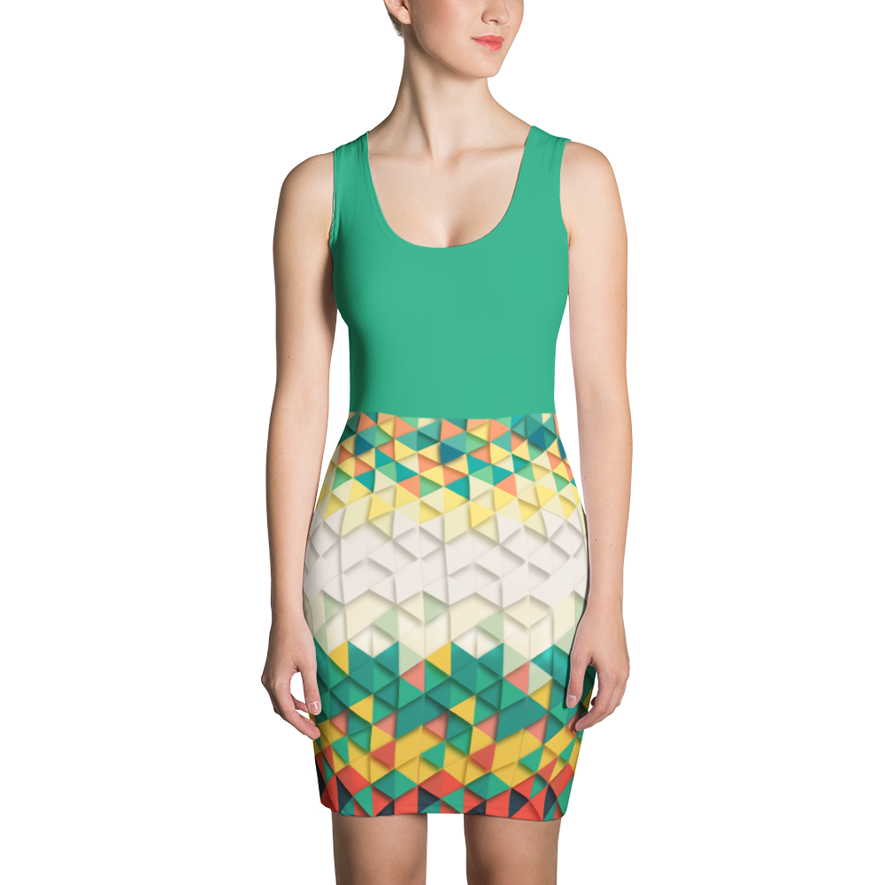 Polished Gear Green 'Light Kente Print' Half & Half Dress