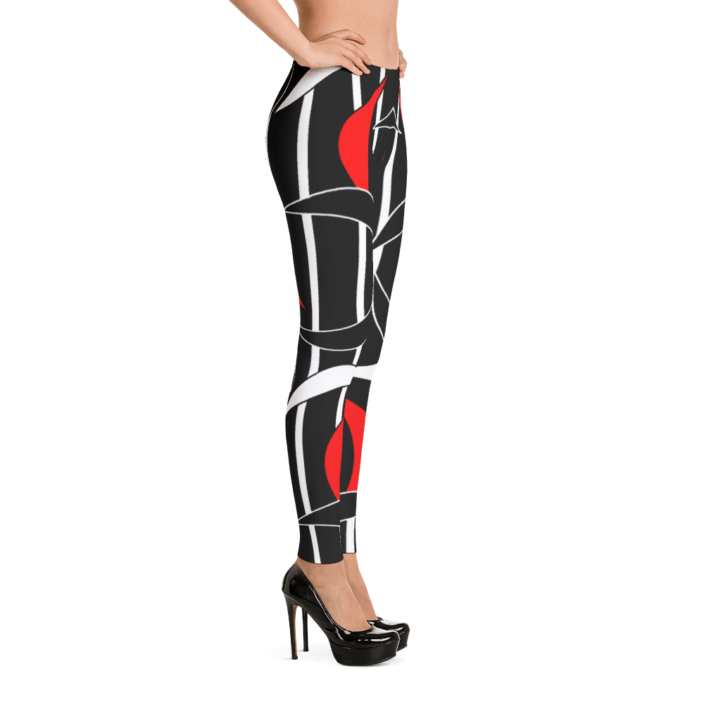 Polished Gear Red, White & Black Wide Striped Leggings