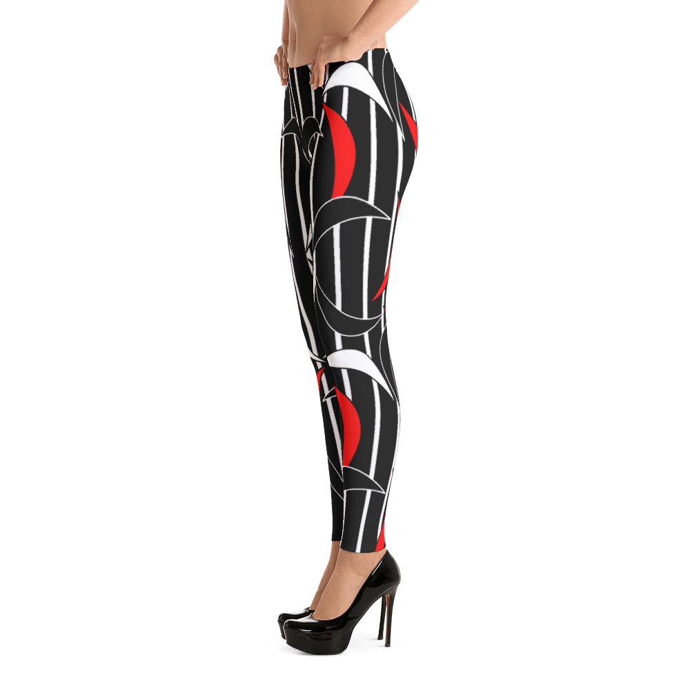 Polished Gear Matching Red & Black Narrow Striped Leggings