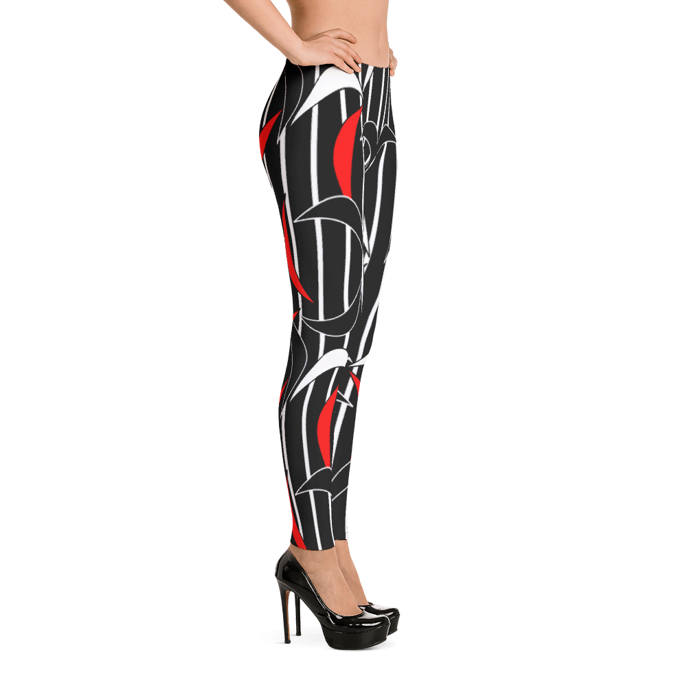 Polished Gear Matching Red & Black Narrow Striped Leggings