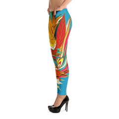 Polished Gear Tropical Paradise Leggings (Teal Blue)