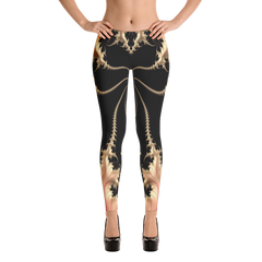 Polished Gear 'Beige Plume On Black' Leggings