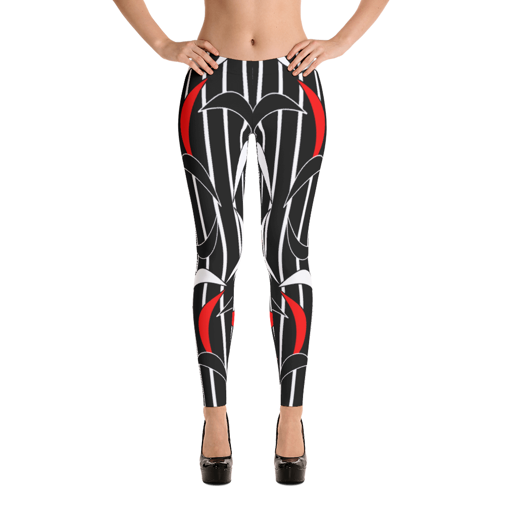 Polished Gear Matching Red & Black Narrow Striped Leggings