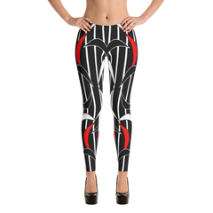 Polished Gear Matching Red & Black Narrow Striped Leggings