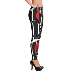 Polished Gear Red, White & Black Wide Striped Leggings