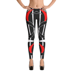 Polished Gear Red, White & Black Wide Striped Leggings