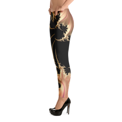 Polished Gear 'Beige Plume On Black' Leggings