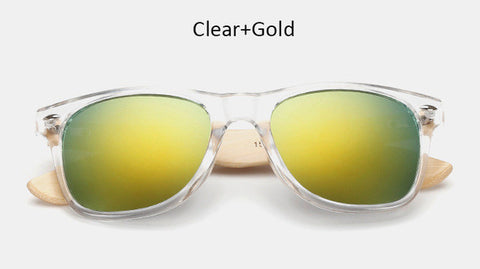 Unisex Wooden Eyewear w/ Clear & Mirrored Sunglass Lenses  UV400