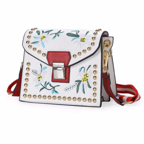 Women's Floral Print Shoulder Handbag w/ Hasp Closure