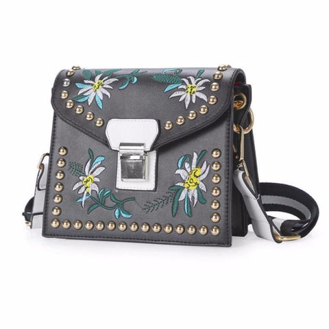 Women's Floral Print Shoulder Handbag w/ Hasp Closure