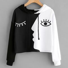 Women's Black & White Hooded Sweatshirt