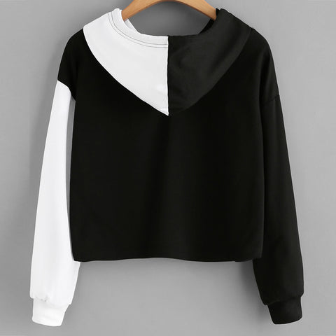 Women's Black & White Hooded Sweatshirt